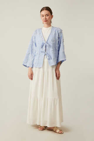 Tassel Detail Kimono Baby Blue - 1