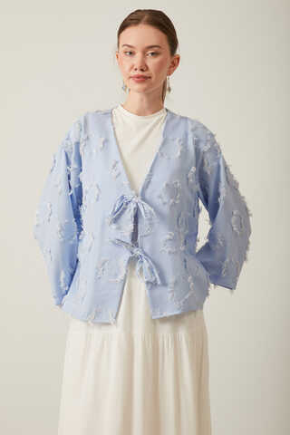 Tassel Detail Kimono Baby Blue - 2