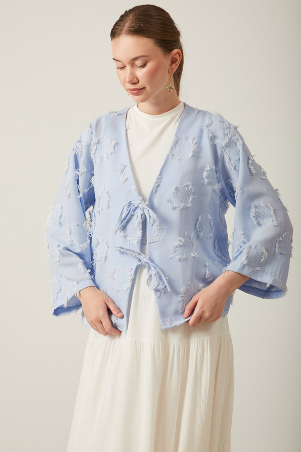 Tassel Detail Kimono Baby Blue - 3