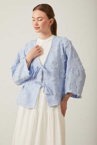 Tassel Detail Kimono Baby Blue - 5