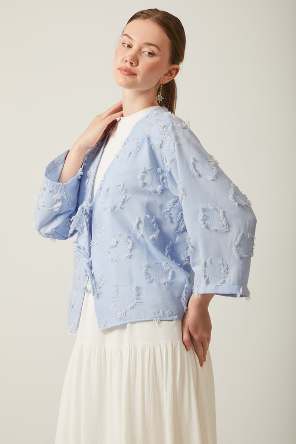 Tassel Detail Kimono Baby Blue - 6
