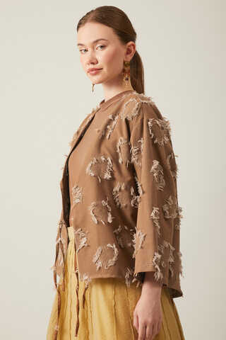 Tassel Detail Kimono Brown - 9