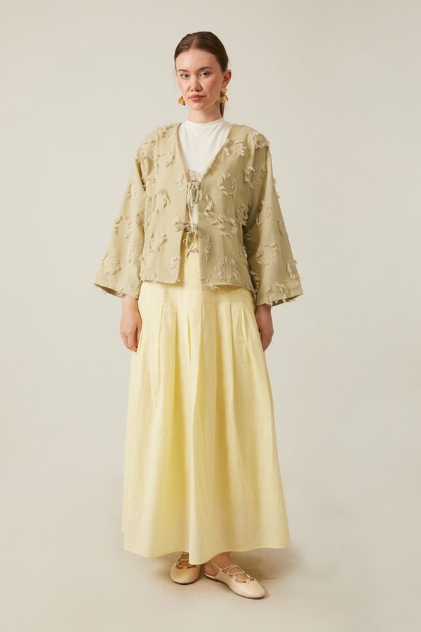 Tassel Detail Kimono Khaki - 2