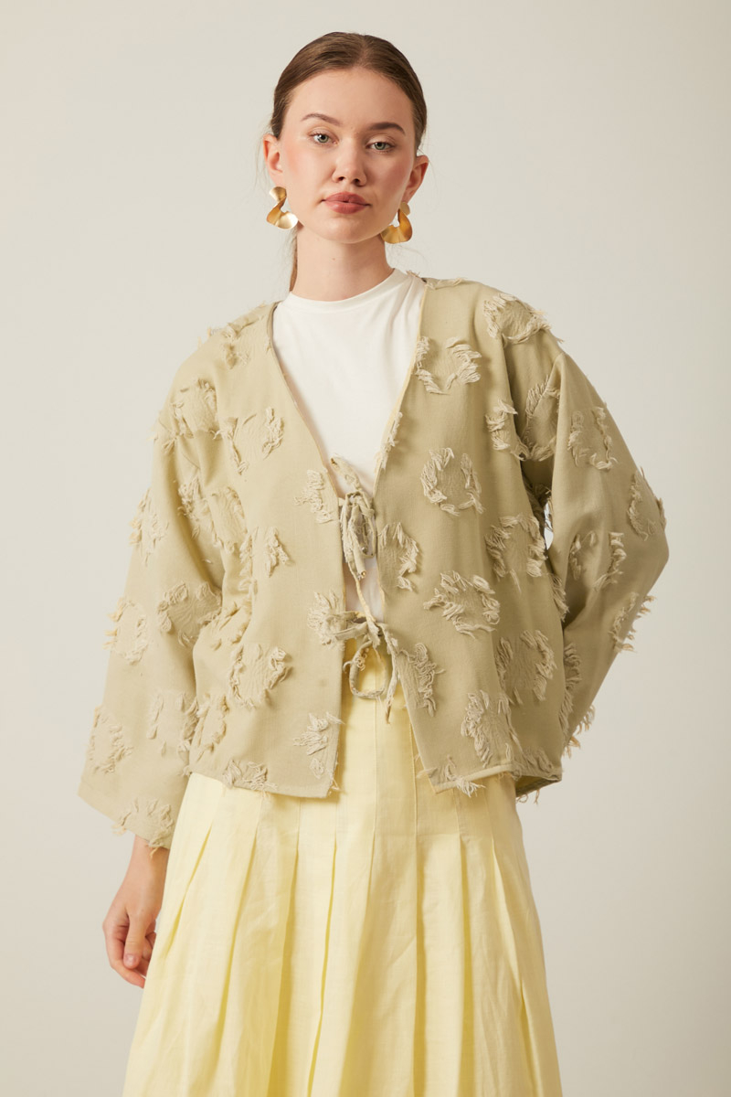 Tassel Detail Kimono Khaki