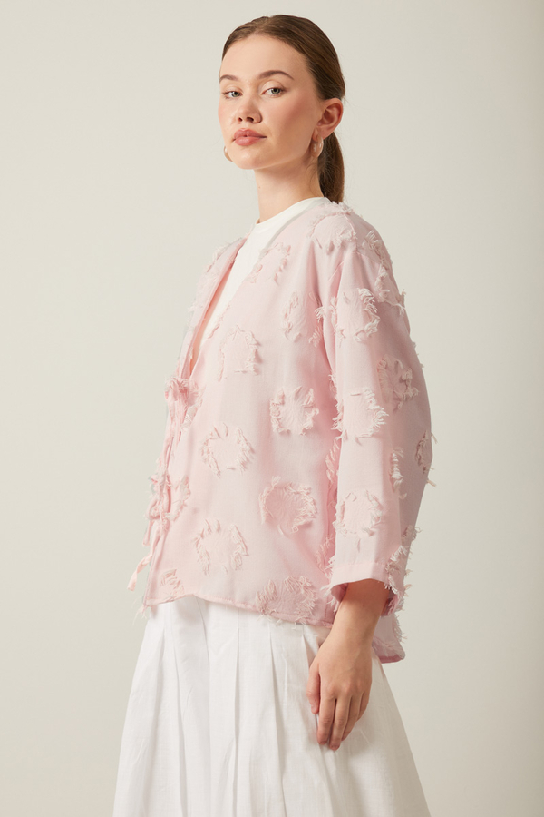 Tassel Detail Kimono Powder Pink - 6