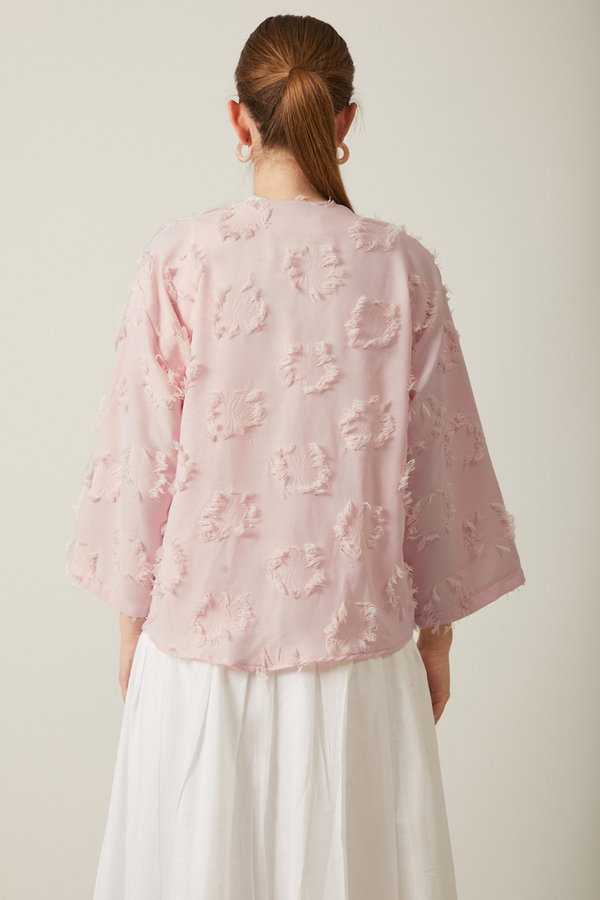 Tassel Detail Kimono Powder Pink - 9