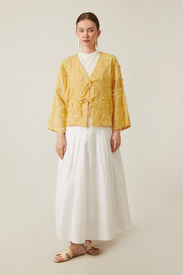 Tassel Detail Kimono Yellow - 2