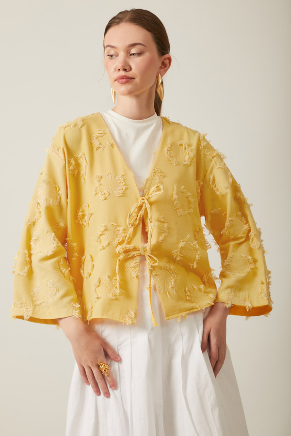 Tassel Detail Kimono Yellow - 1