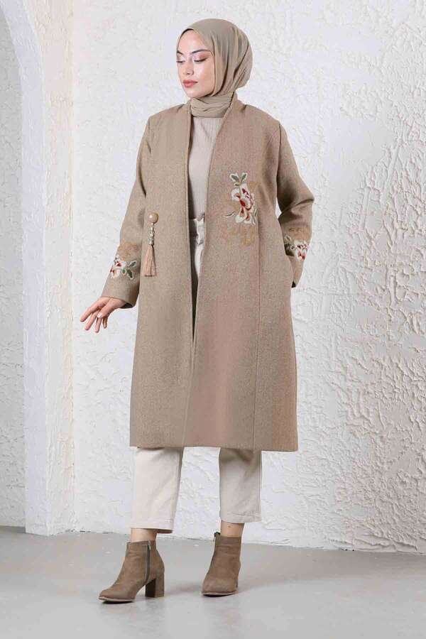 Tasseled Cachet Coat Beige - 4