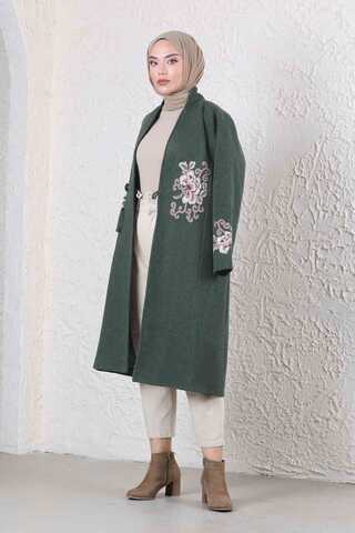 Tasseled Cachet Coat Dark Green - 2