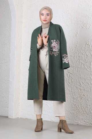 Tasseled Cachet Coat Dark Green - 3