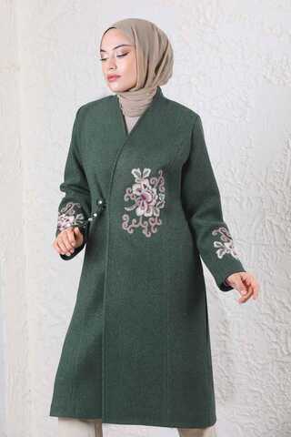 Tasseled Cachet Coat Dark Green - 5