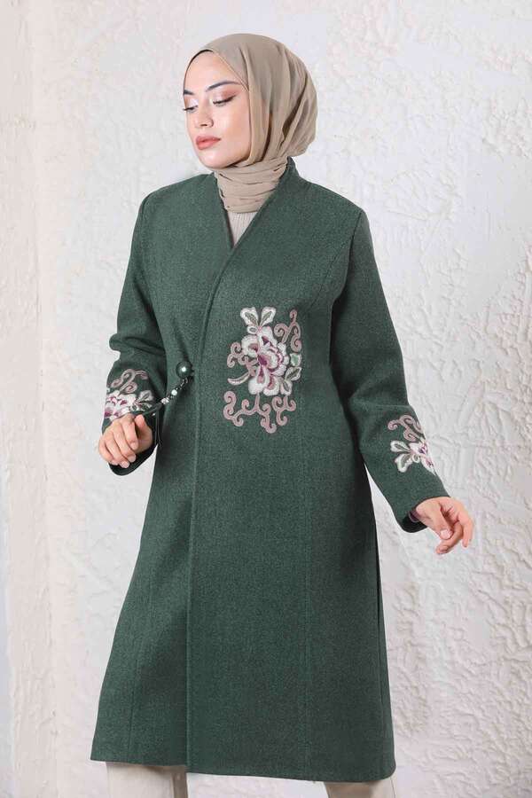 Tasseled Cachet Coat Dark Green - 5