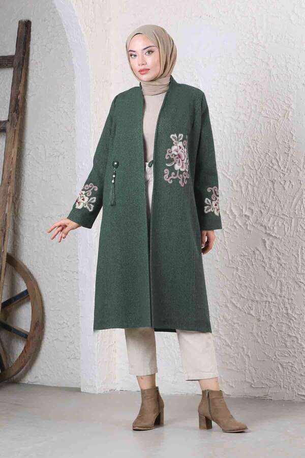 Tasseled Cachet Coat Dark Green - 4