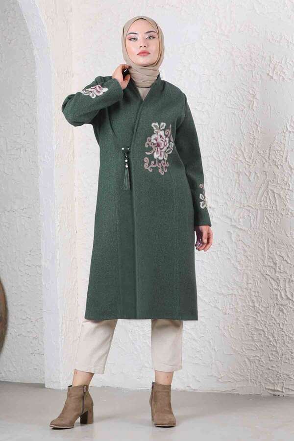 Tasseled Cachet Coat Dark Green - 1