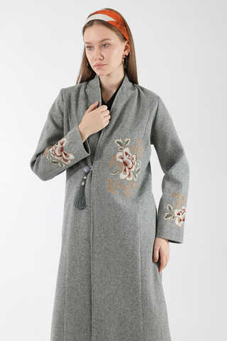 Tasseled Cachet Coat Grey - 2
