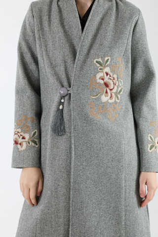 Tasseled Cachet Coat Grey - 4