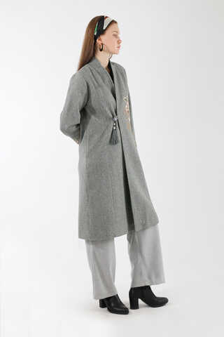 Tasseled Cachet Coat Grey - 5
