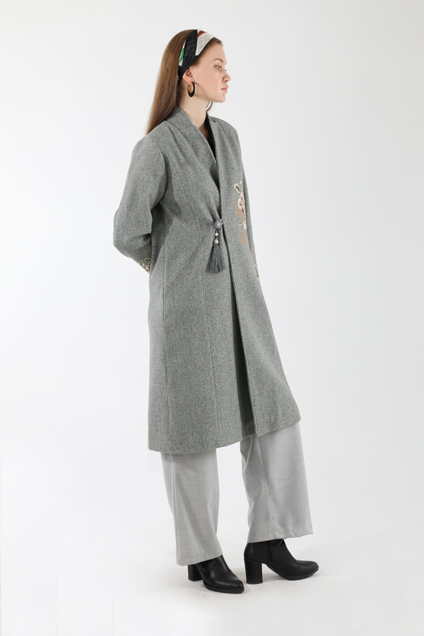 Tasseled Cachet Coat Grey - 5