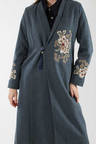 Tasseled Cachet Coat İndigo - 2