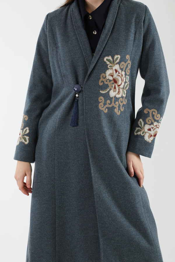 Tasseled Cachet Coat İndigo - 2