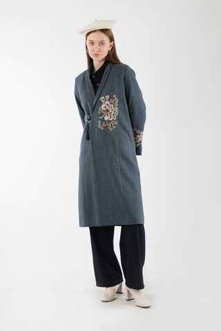 Tasseled Cachet Coat İndigo - 3