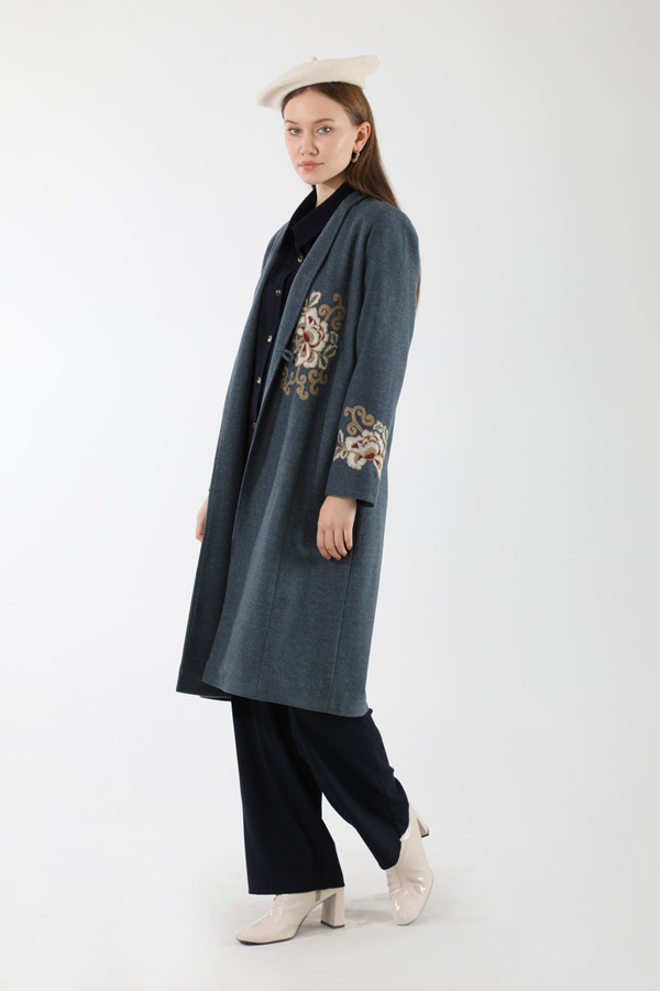 Tasseled Cachet Coat İndigo - 5