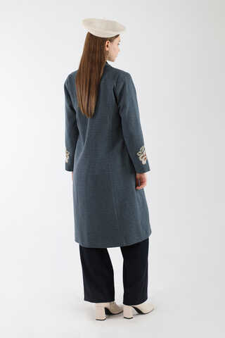 Tasseled Cachet Coat İndigo - 6