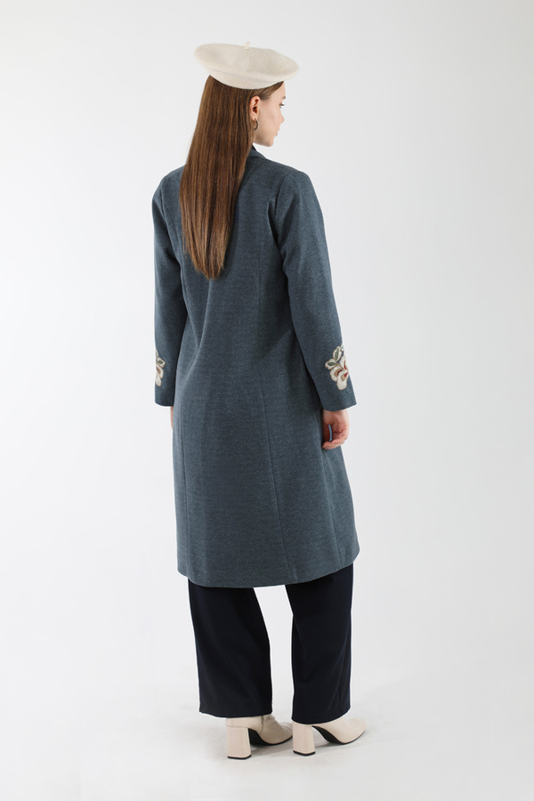 Tasseled Cachet Coat İndigo - 6