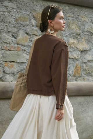 Tasselled Short Shirt Brown - 10