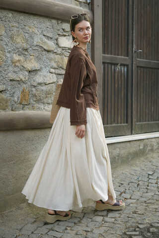 Tasselled Short Shirt Brown - 9