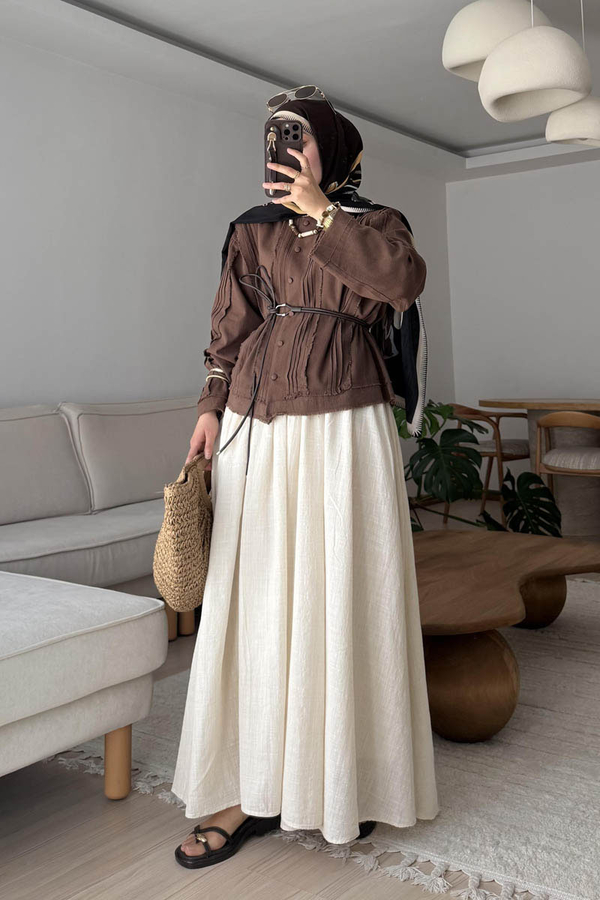 Tasselled Short Shirt Brown - 3