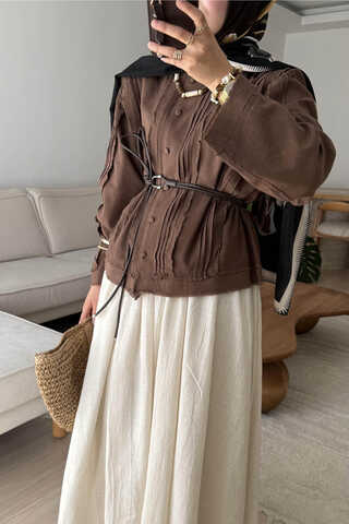 Tasselled Short Shirt Brown - 2