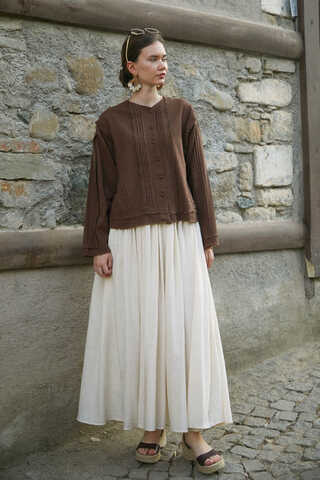 Tasselled Short Shirt Brown - 6