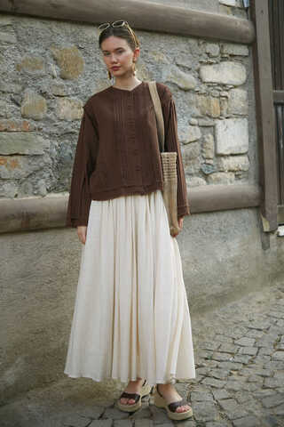 Tasselled Short Shirt Brown - 7