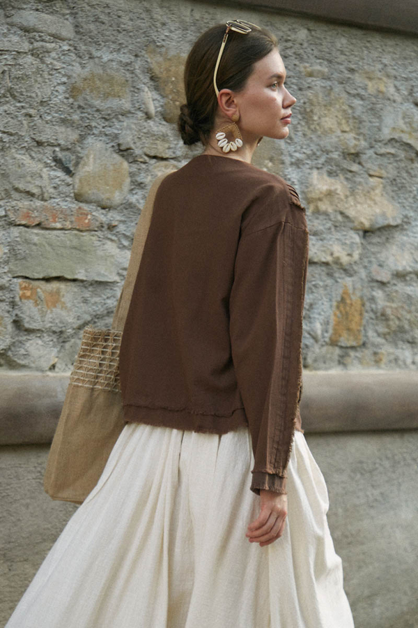 Tasselled Short Shirt Brown - 10