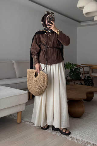 Tasselled Short Shirt Brown - 1