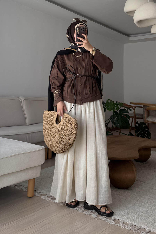 Tasselled Short Shirt Brown - 1