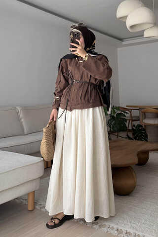 Tasselled Short Shirt Brown - 3