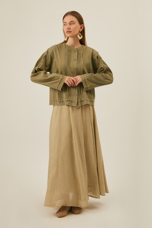 Tasselled Short Shirt  Khaki - 2