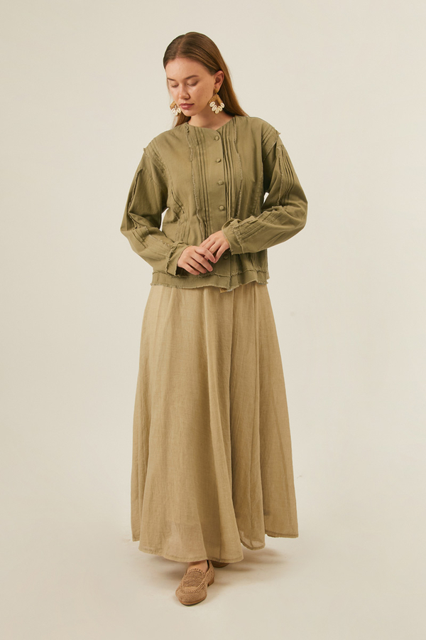 Tasselled Short Shirt  Khaki - 3