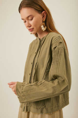 Tasselled Short Shirt  Khaki - 7