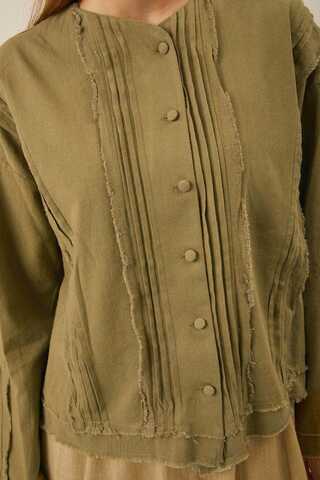 Tasselled Short Shirt  Khaki - 8