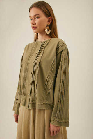 Tasselled Short Shirt  Khaki - 9