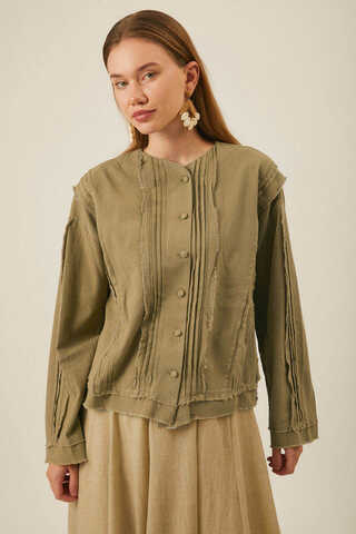 Tasselled Short Shirt  Khaki - 4