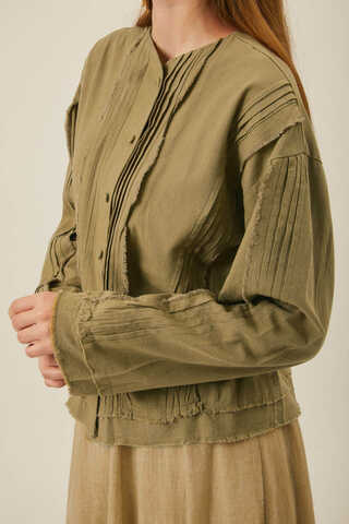 Tasselled Short Shirt  Khaki - 6