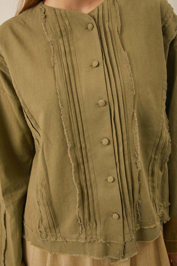 Tasselled Short Shirt  Khaki - 8