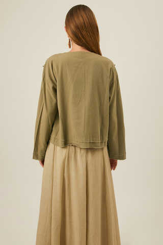 Tasselled Short Shirt  Khaki - 10