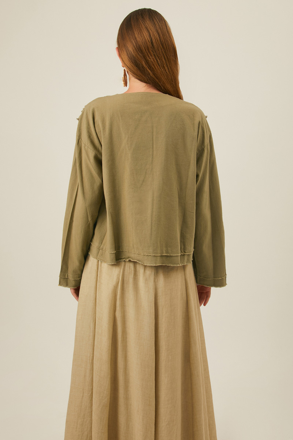 Tasselled Short Shirt  Khaki - 10