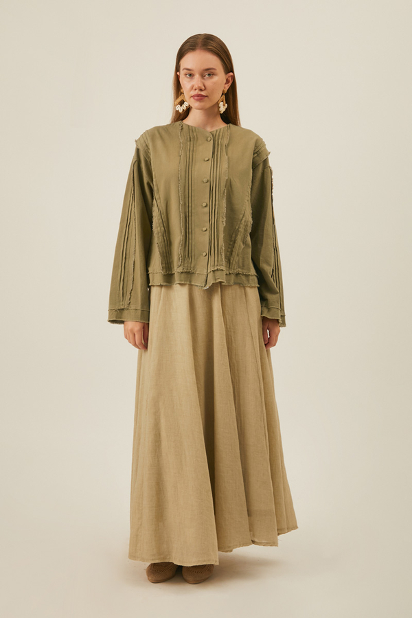 Tasselled Short Shirt  Khaki - 1